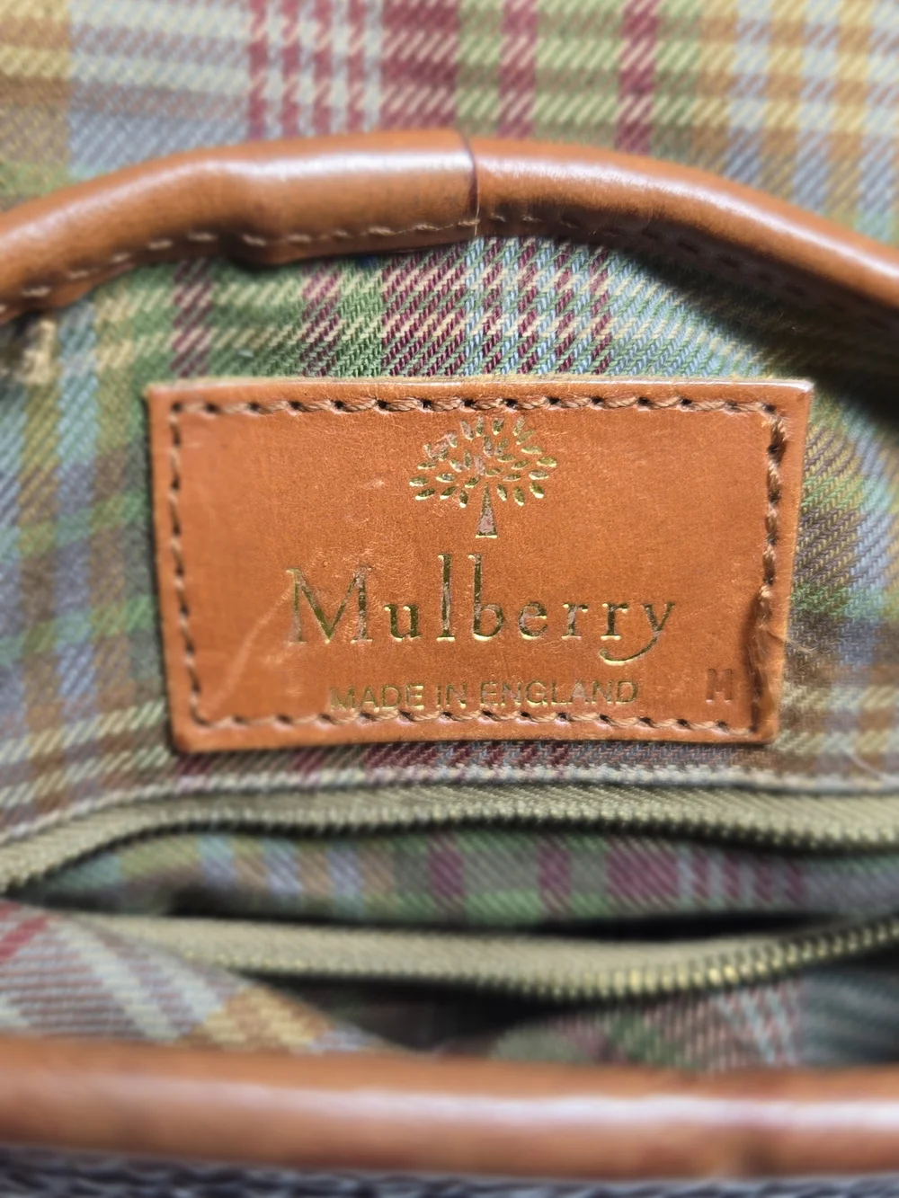 Vintage Mulberry Crossbody Bag Black Scotchgrain Leather Brown Trim - Picture 10 of 11